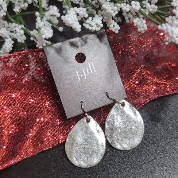 J. Jill Hammered Silver Teardrop Earrings NWT - Picture 5 of 5